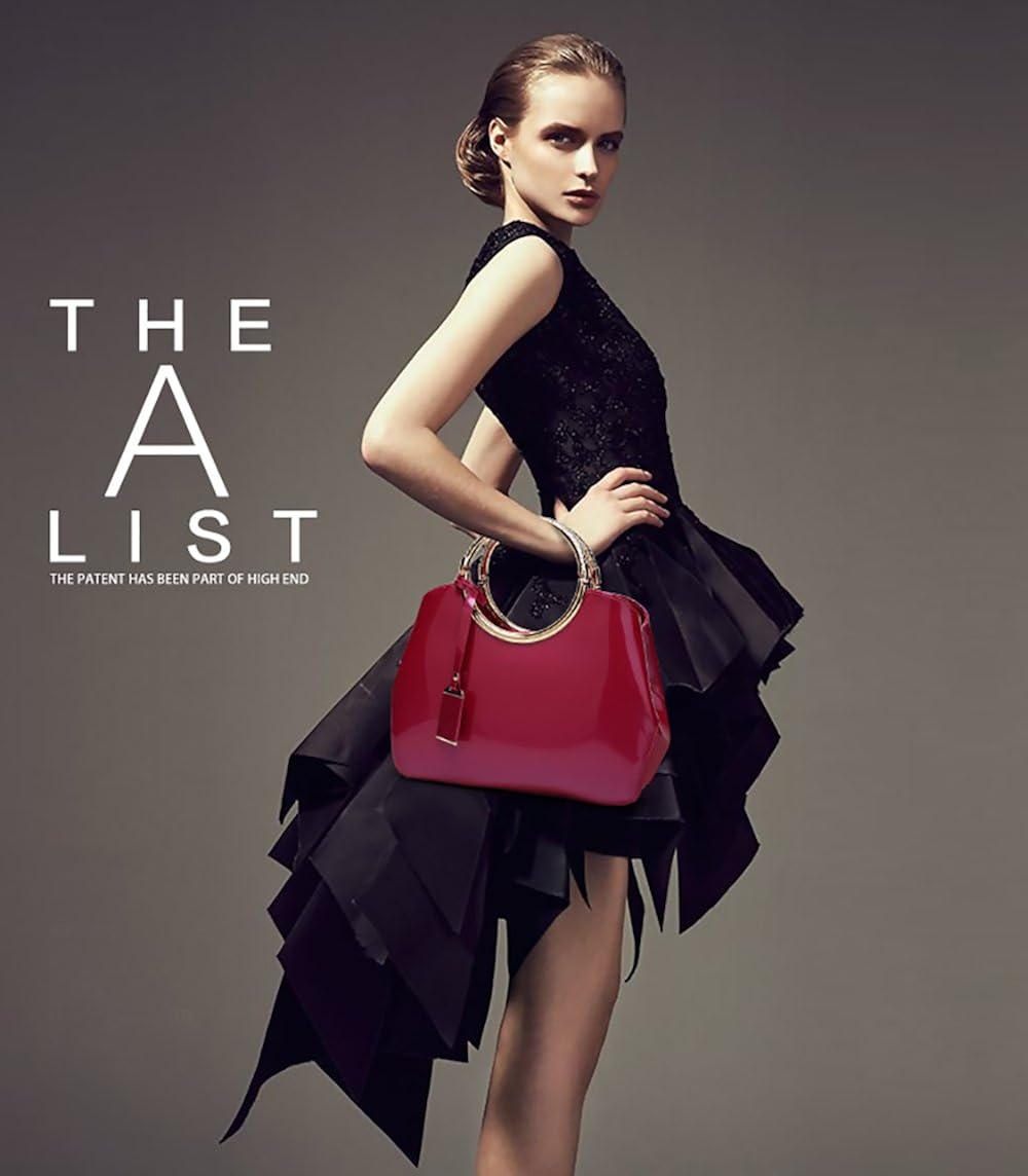 tisdaini 女式手提包时尚设计师*皮革休闲斜挎顶部提手肩, 玫瑰红, m